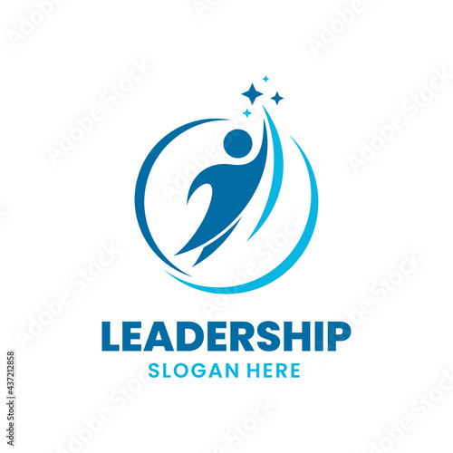 Success people logo template design. Leadership logo concept. Healthy life vector illustration.