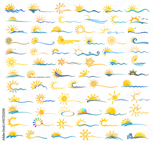 The Big set of sun and sea symbols.