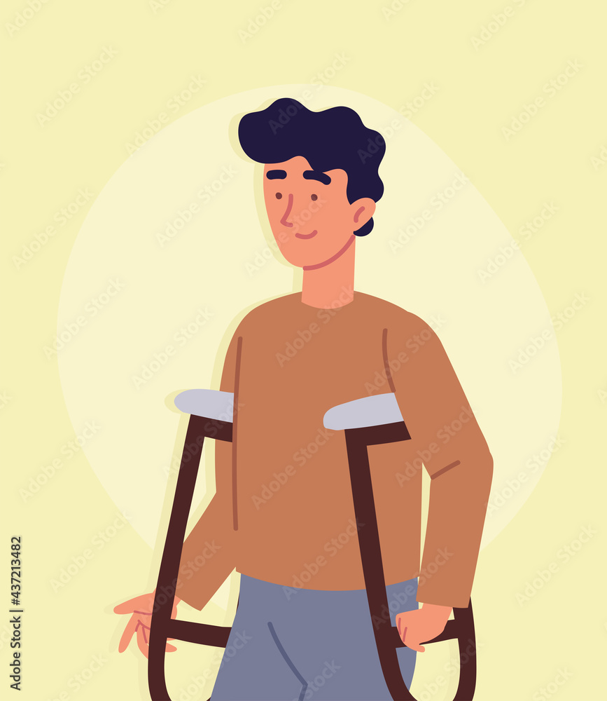 Fototapeta premium disabled man with crutches