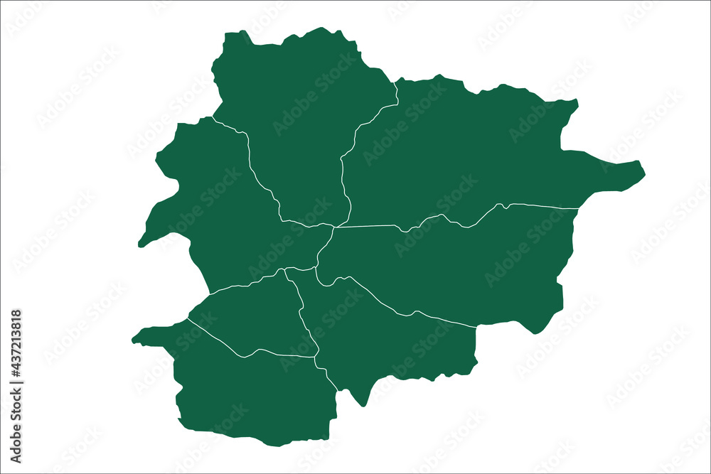 Andorra map Green Color on White Backgound	