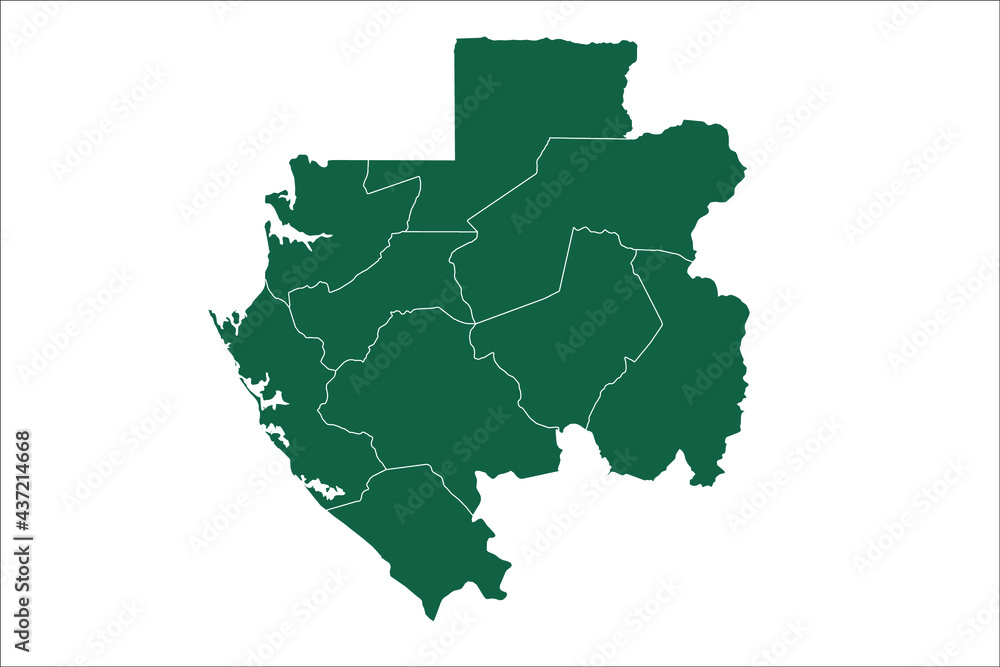 Fototapeta premium Gabon map Green Color on White Backgound