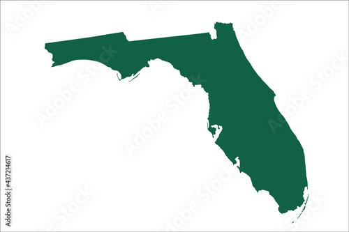 FLORIDA map Green Color on White Backgound photo