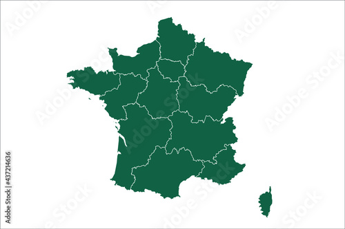 France map Green Color on White Backgound