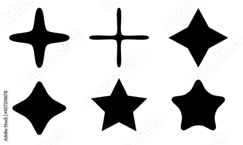 set of flat stars icon in black