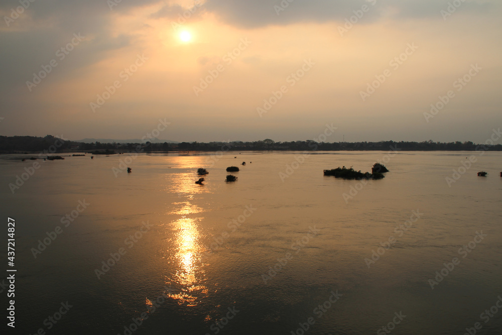 river mekong at khong island in laos 