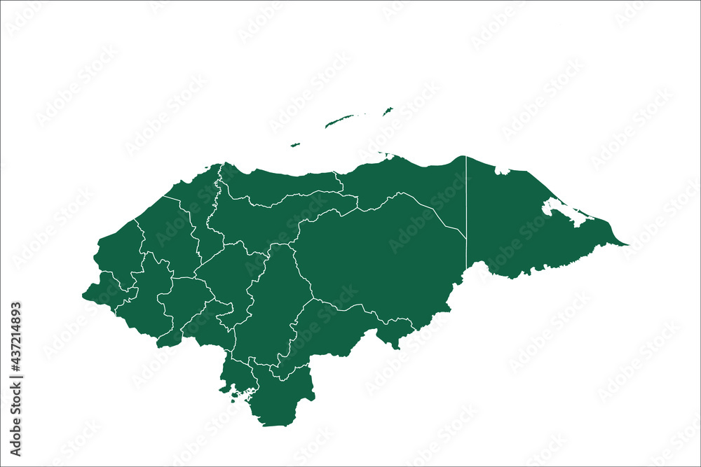Honduras map Green Color on White Backgound	