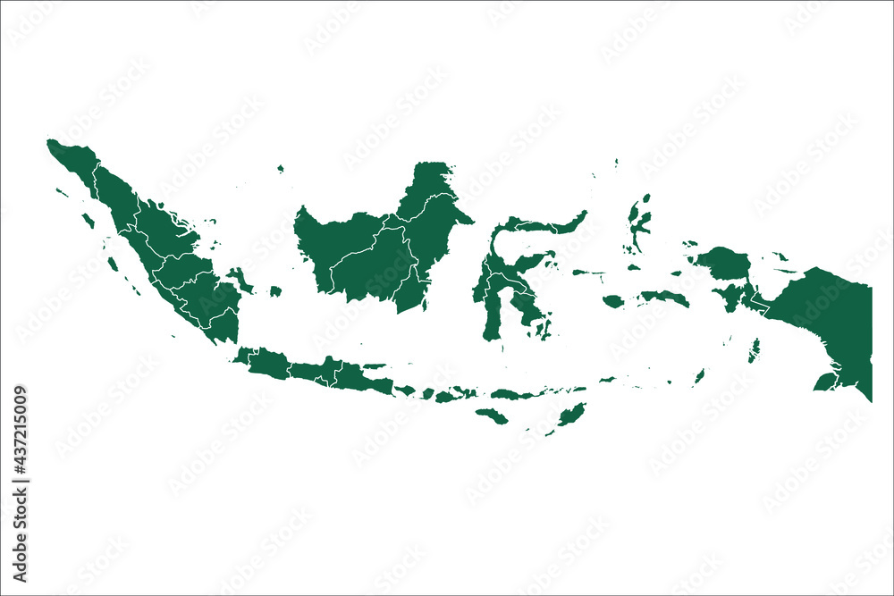 Indonesia map Green Color on White Backgound