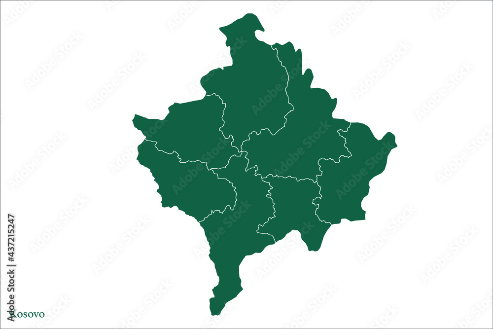Kosovo map Green Color on White Backgound