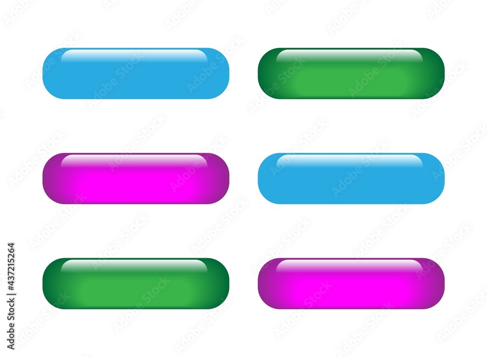 Vector glass glossy button for web in blue, green and purple colors. Set of shiny, round and bright designs for internet. Collection of blank buttons, graphic, icons. Symbols on gray illustration Vector glass glossy button for web in blue, green and purple colors. Set of shiny, round and bright designs for internet. Collection of blank buttons, graphic, icons. Symbols on gray illustration