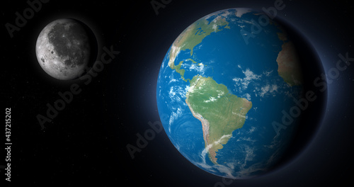 Earth planet and moon photo