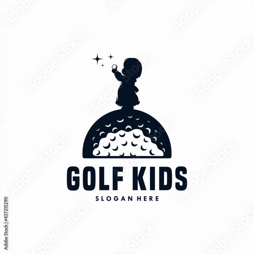 Golf kids silhouette vector golf logo