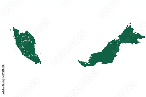 Malaysia map Green Color on White Backgound