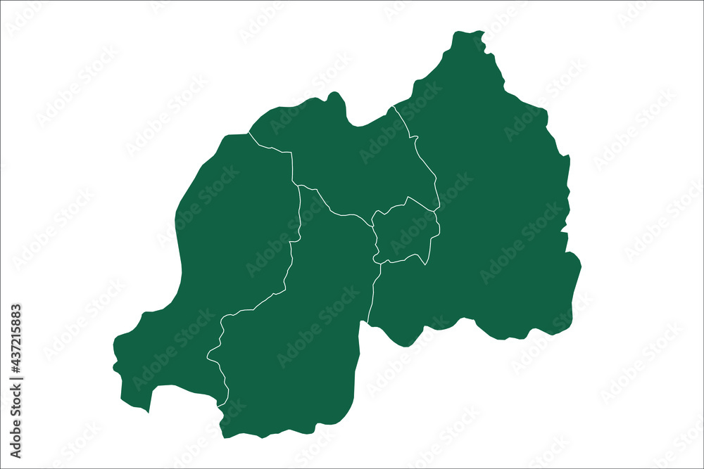 Rwanda map Green Color on White Backgound	