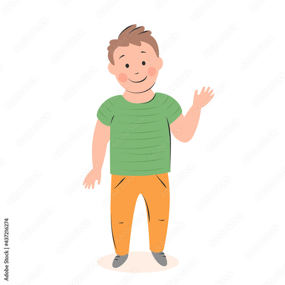 Funny little boy. Cute kid drawing. Hand drawn vector illustration on white background Funny little boy. Cute kid drawing. Hand drawn vector illustration on white background