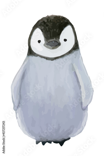 皇帝ペンギンのこども　水彩イラスト