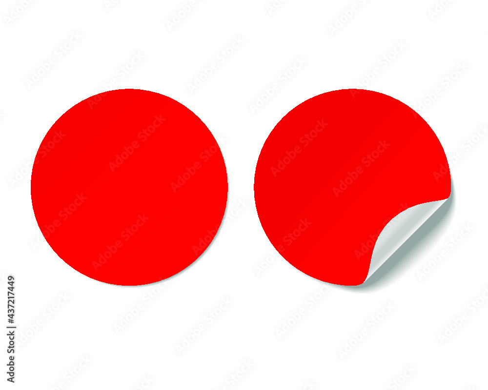 Blank red curled sticker mockup isolated on white background. 3d rendering Blank red curled sticker mockup isolated on white background. 3d rendering