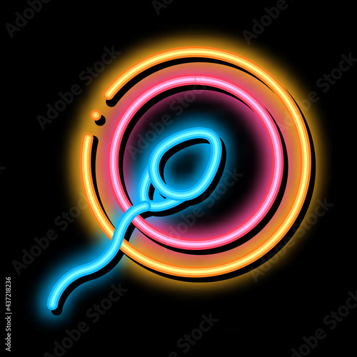 Sperm Cell Egg neon light sign vector. Glowing bright icon Sperm Cell Egg sign. transparent symbol illustration
