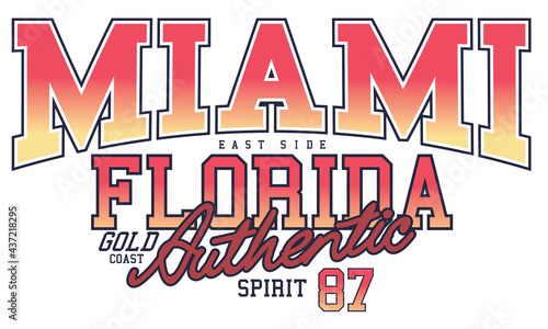 Miami Florida Retro college font typography t shirt design. Retro authentic vector artwork design.