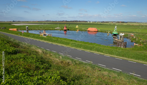 View from the dunes over the fields and meadows at Julianadorp Netherlands. Buoy © A
