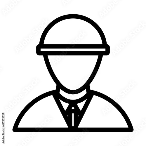 Icon Of Construction Worker Head In Helmet