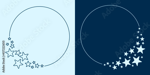Szablony ramek z wzorem typu galaxy w prostym minimalistycznym stylu z gwiazdkami - zaproszenia urodzinowe, tło dla social media stories, karta podarunkowa, voucher.	