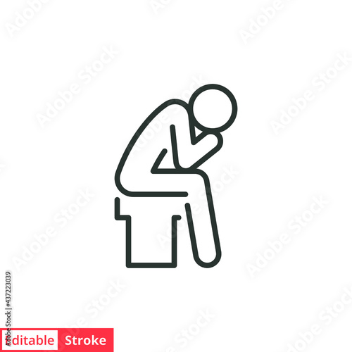 Depression man line icon. Simple outline style. Depress, sad, lonely, loneliness, alone, person, sorrow, stress concept. Vector illustration isolated on white background. Editable stroke EPS 10.