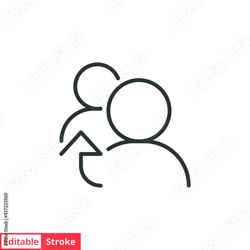 Referrals line icon. Simple outline style. Reference, business, communication, marketing, user, people, network concept. Vector illustration isolated on white background. Editable stroke EPS 10.