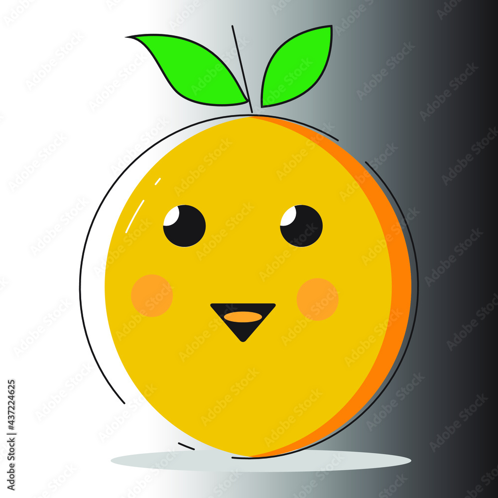 Vector orange orange with happy face looking happy Vector orange orange with happy face looking happy
