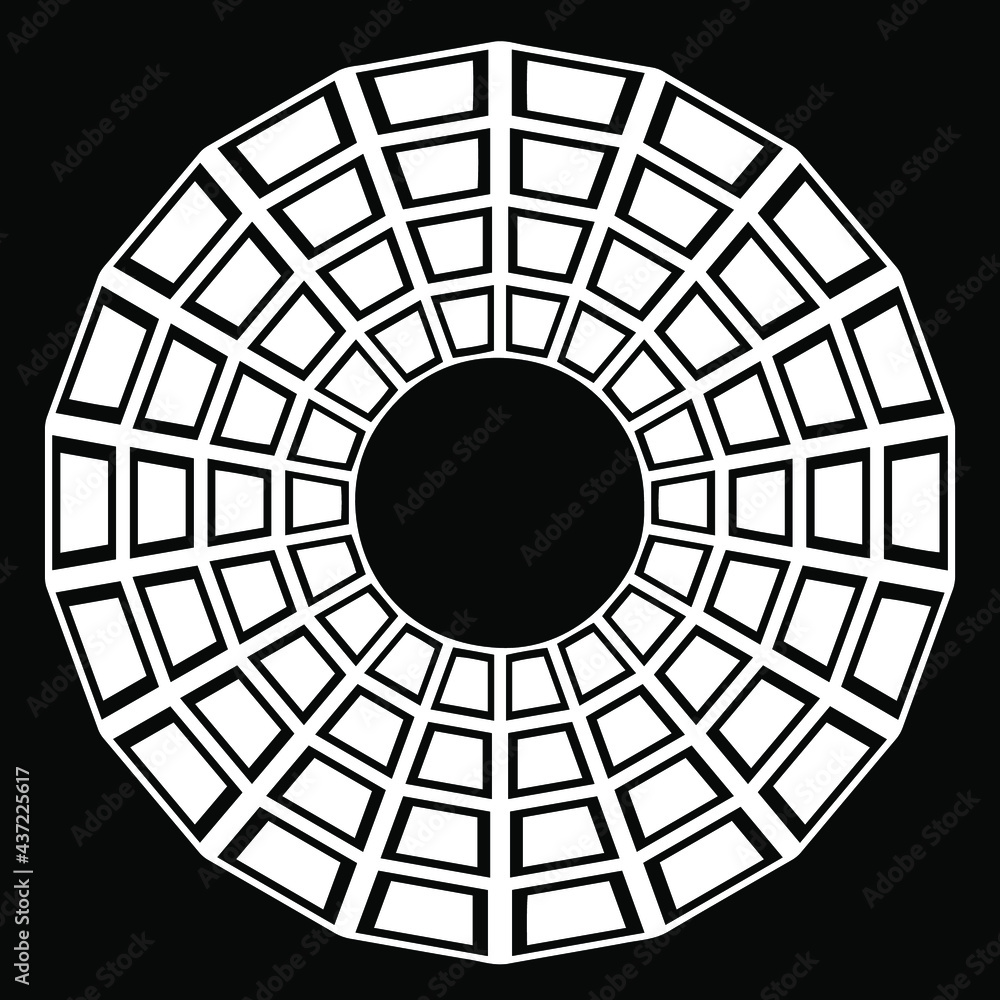 black and white mandala with geometric patterns. black and white mandala with geometric patterns.