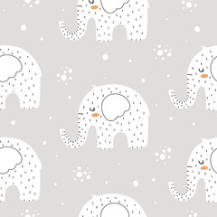 Crédence de cuisine Éléphant patrons Éléphants scandinaves motif chambre enfant  © Оксана Юшкова