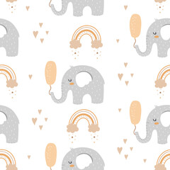Crédence de cuisine Éléphant patrons Éléphants ballons motif nordique enfant  © Оксана Юшкова