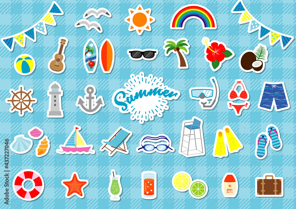 夏のベクターイラストのセット 夏のベクターイラストのセット
