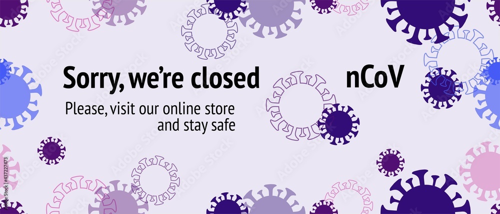Closed due to nCoV, Visit Our Online Shop. Seamless Corona Virus Pattern. Flat Closed due to nCoV, Visit Our Online Shop. Seamless Corona Virus Pattern. Flat