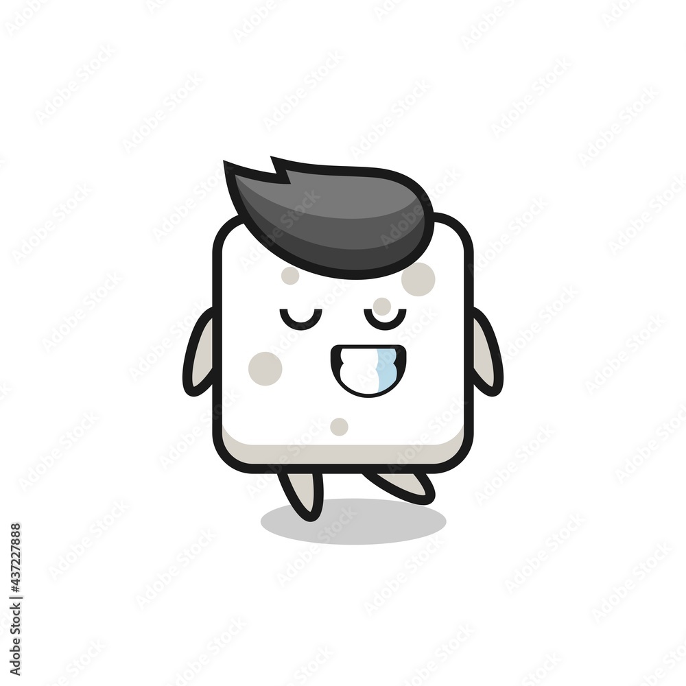 sugar cube cartoon illustration with a shy expression sugar cube cartoon illustration with a shy expression