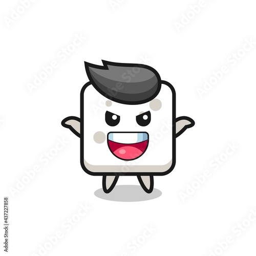 the illustration of cute sugar cube doing scare gesture