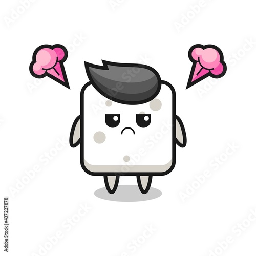 annoyed expression of the cute sugar cube cartoon character