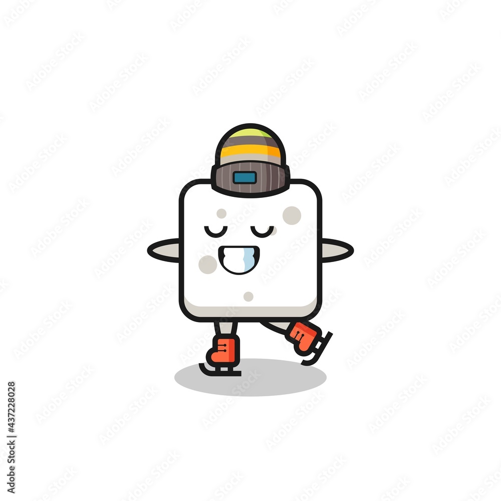 sugar cube cartoon as an ice skating player doing perform sugar cube cartoon as an ice skating player doing perform