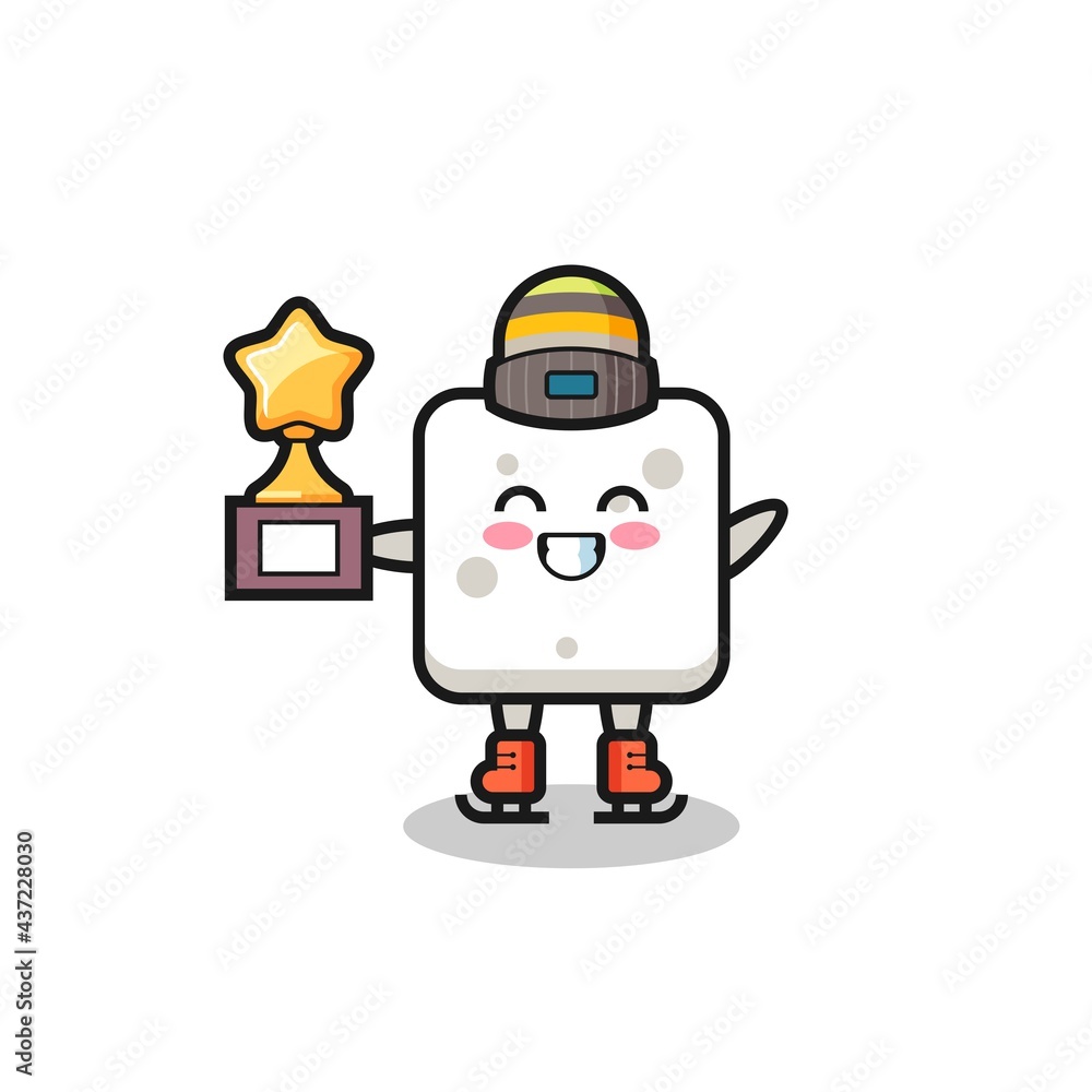 sugar cube cartoon as an ice skating player hold winner trophy sugar cube cartoon as an ice skating player hold winner trophy