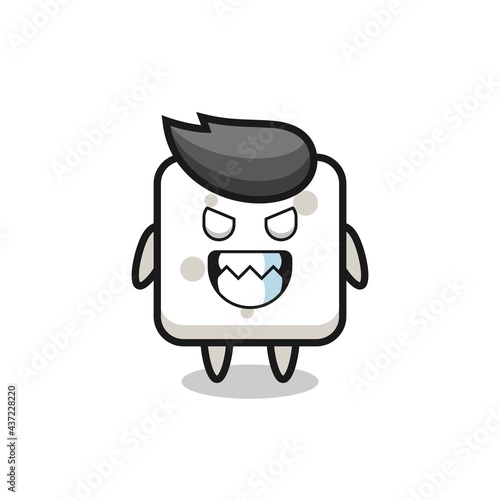 evil expression of the sugar cube cute mascot character