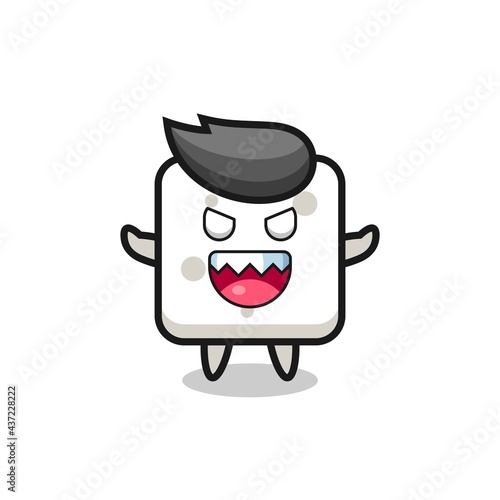 illustration of evil sugar cube mascot character