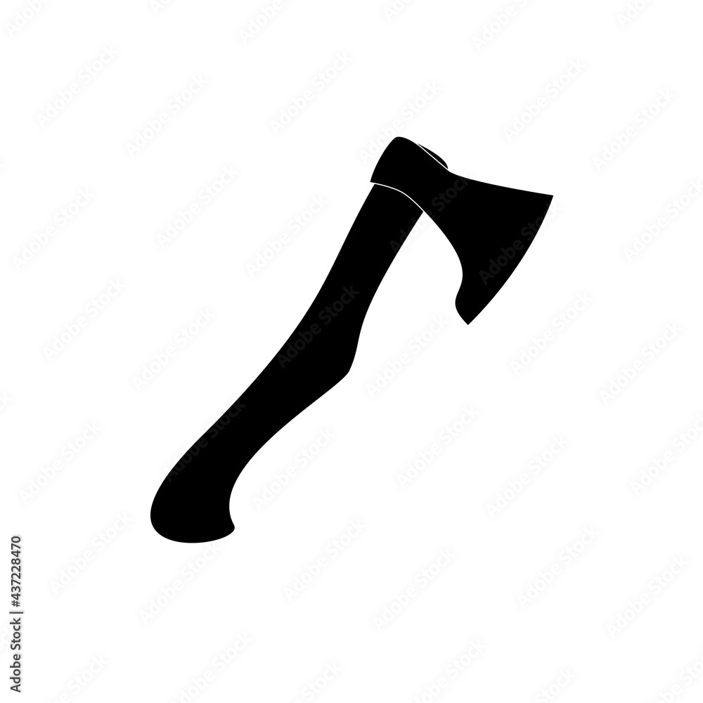 Edged weapon axe with wooden handle on white background.