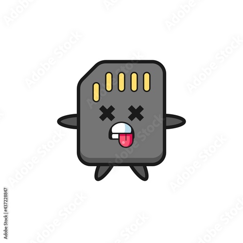 character of the cute sd card with dead pose