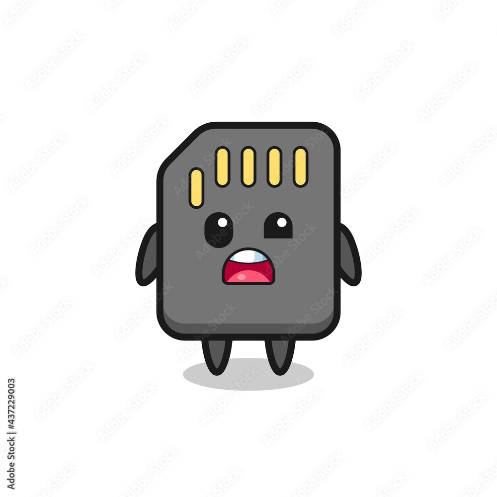 Fototapeta premium the shocked face of the cute sd card mascot