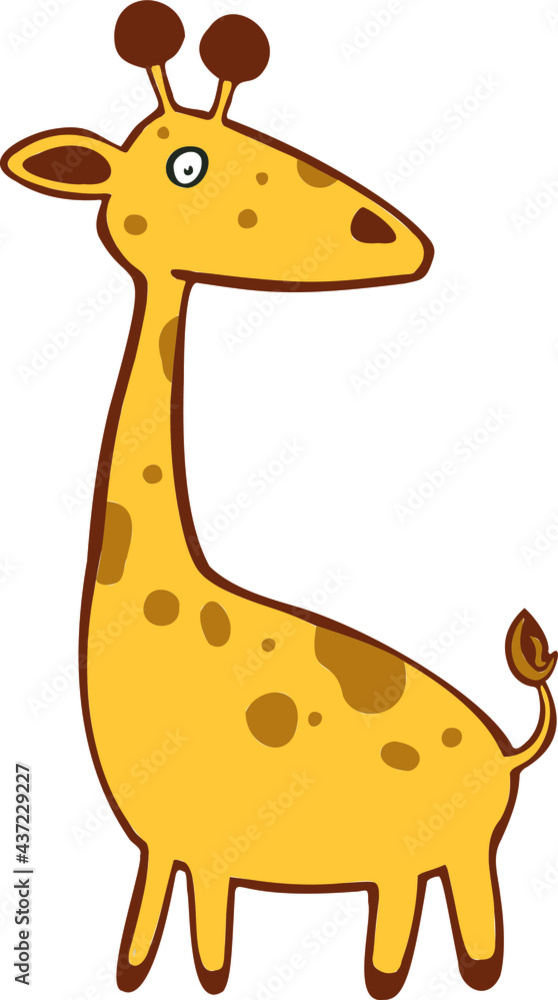 Obraz premium Cute cartoon trendy design little giraffe with closed eyes.