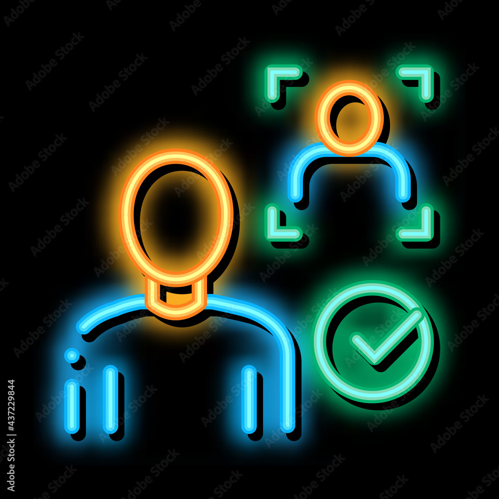 Approve Identity neon light sign vector. Glowing bright icon Approve Identity sign. transparent symbol illustration Approve Identity neon light sign vector. Glowing bright icon Approve Identity sign. transparent symbol illustration