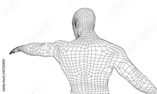 Man holds his hand in front of him. Vector