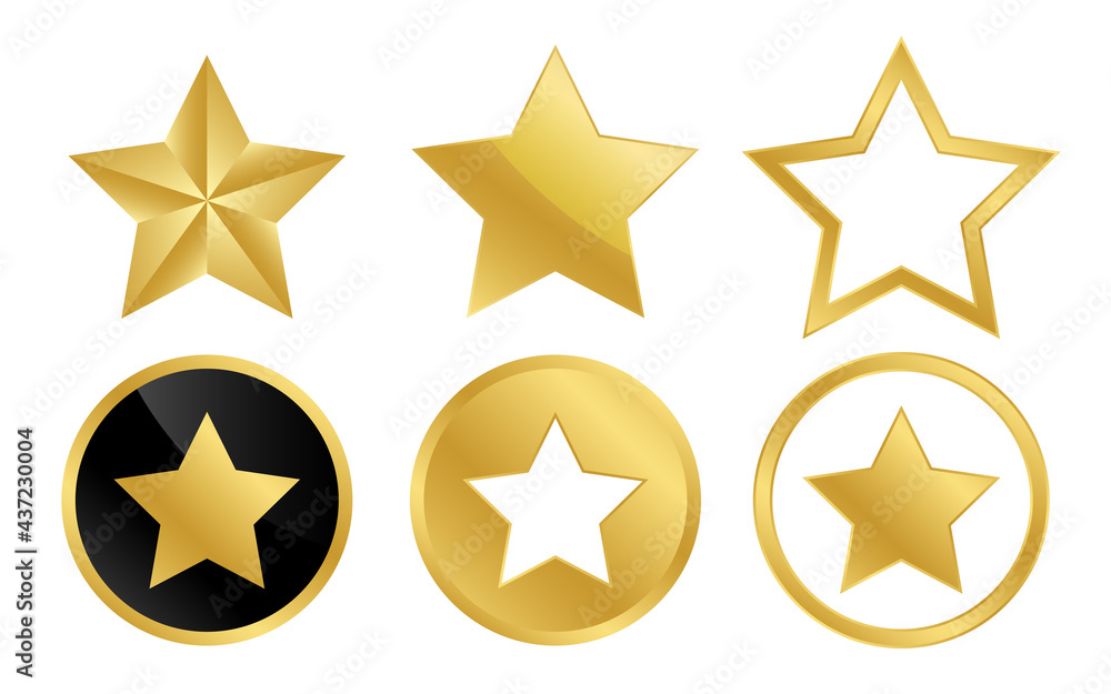 Set of gold star icon symbol isolated on white background. Set of gold star icon symbol isolated on white background.