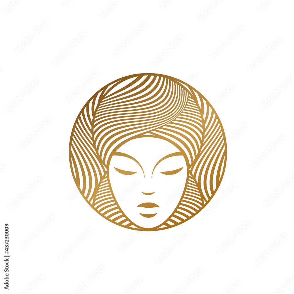 Hair salon and beauty studio  makeup ,  hairstyle, cosmetics and spa  lady  model  ,glamour  color circle emblem. Stock Vector | Adobe  Stock