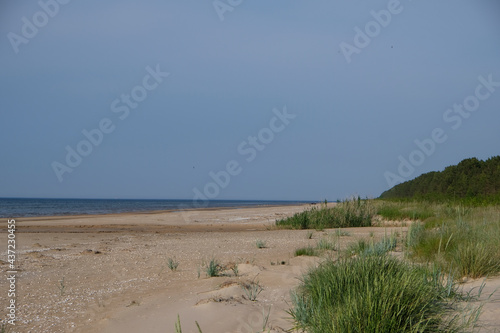 A wide  flat and sandy Baltic Sea beach in the middle of summer