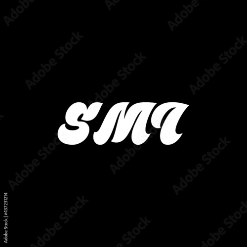 smi letter logo design with black background in illustrator, vector logo modern alphabet font overlap style. calligraphy designs for logo, Poster, Invitation, etc.	